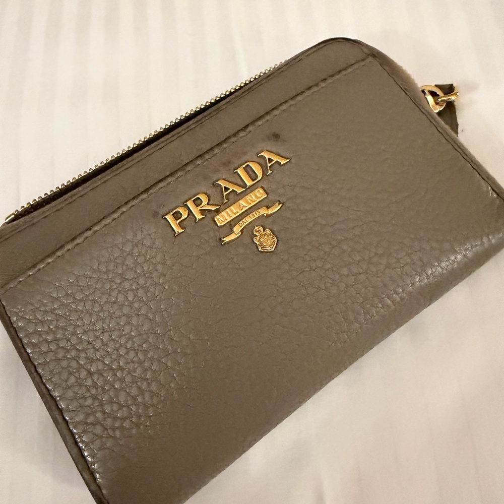 Prada Taupe Leather Wallet